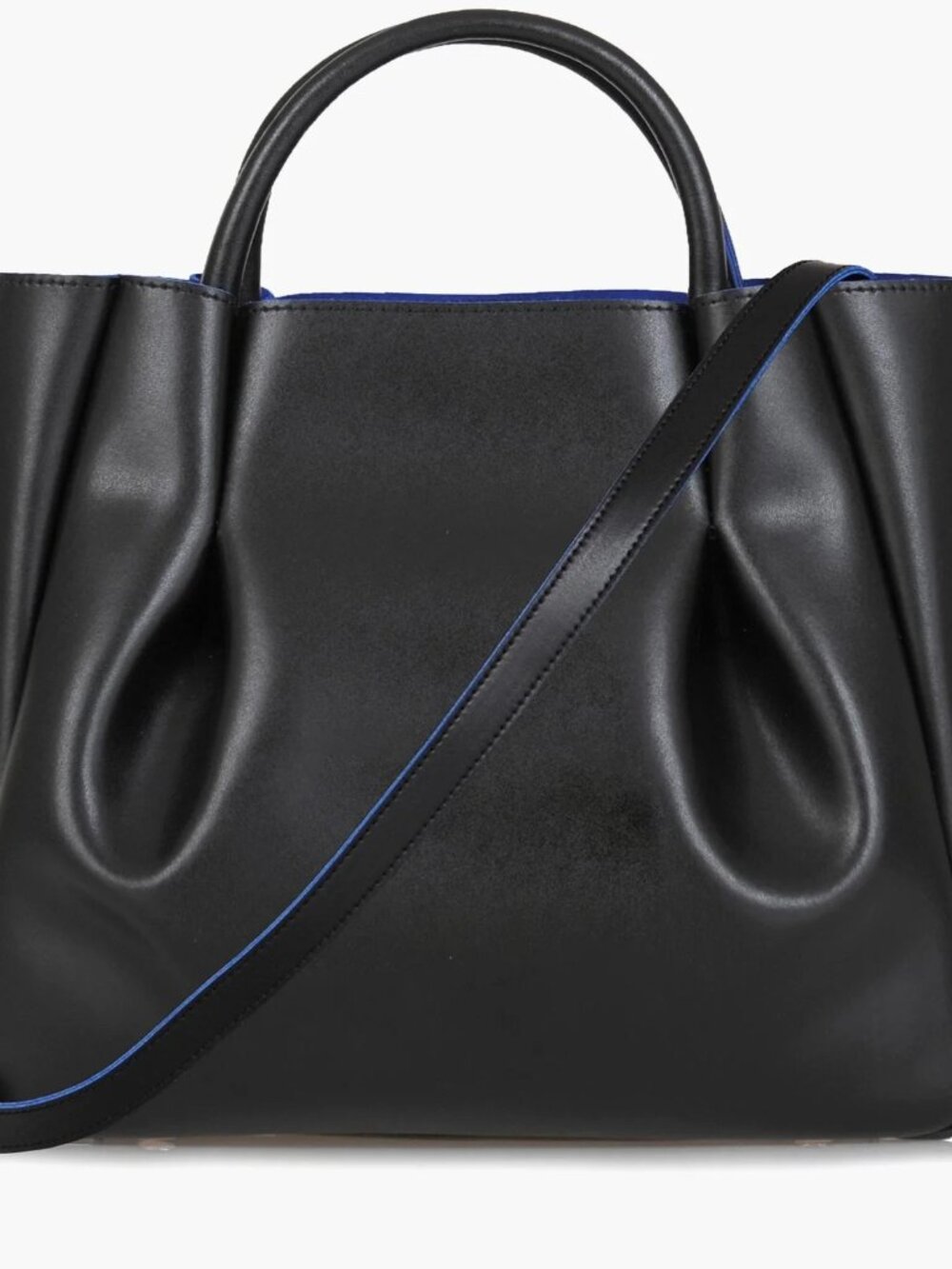 Alexandra De Curtis Amalfi Midi Tote, Black Leather, Purse, Handbag with Strap